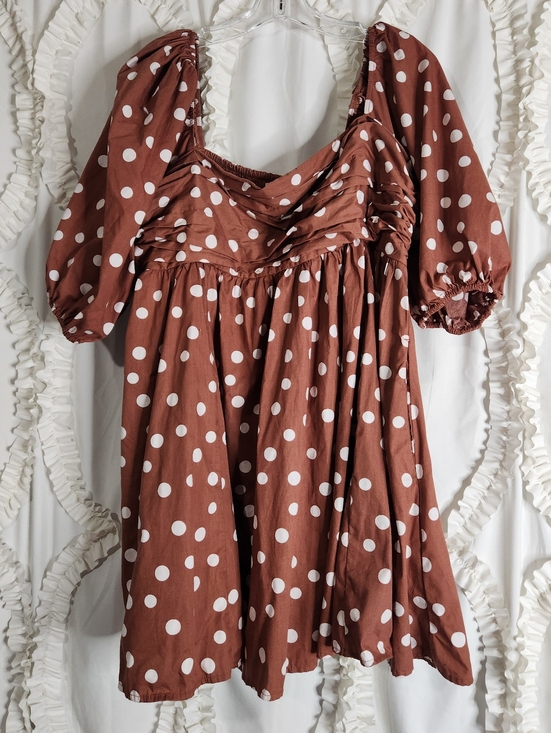 Abercrombie & Fitch Emerson brown & white Emerson polka dot mini dress Sz XL - Picture 3 of 6